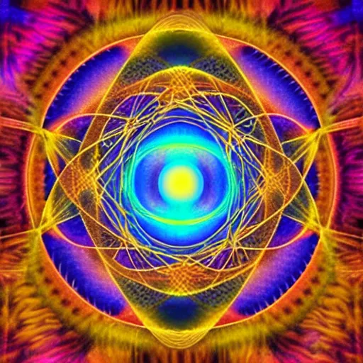 Image similar to dmt ego of death, over sacred geometry psychedelic hallucination