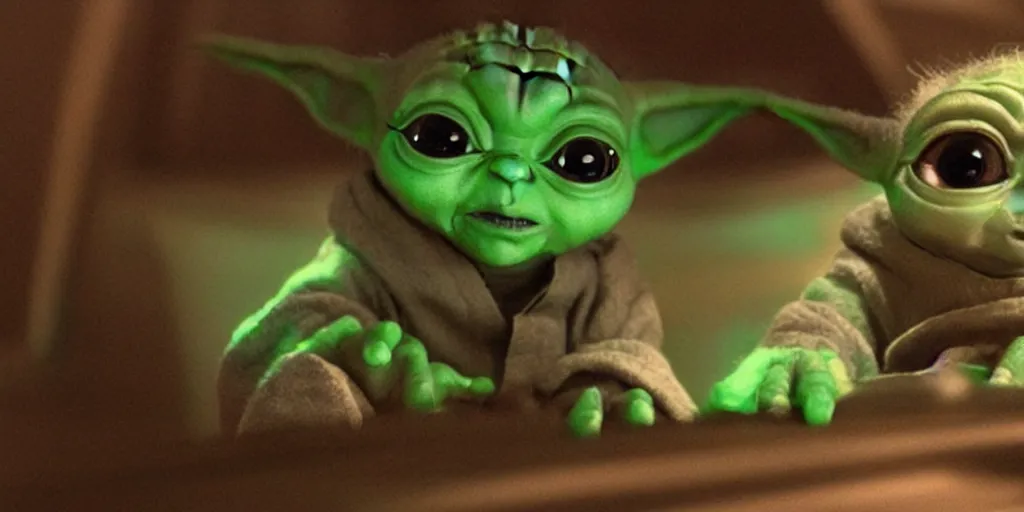 Prompt: a 3 d rendered movie still of baby yoda. baby yoda wears a spacesuit, and explores cosmos in a super awesome space ship. science fiction blockbuster movie baby yoda rules the world or i was a teenage yoda, dramatic lighting, imax 7 0 mm. buzz lightyear