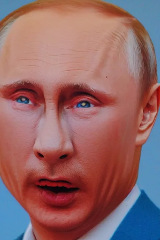 Image similar to vladimir putin's face on a kinder packaging