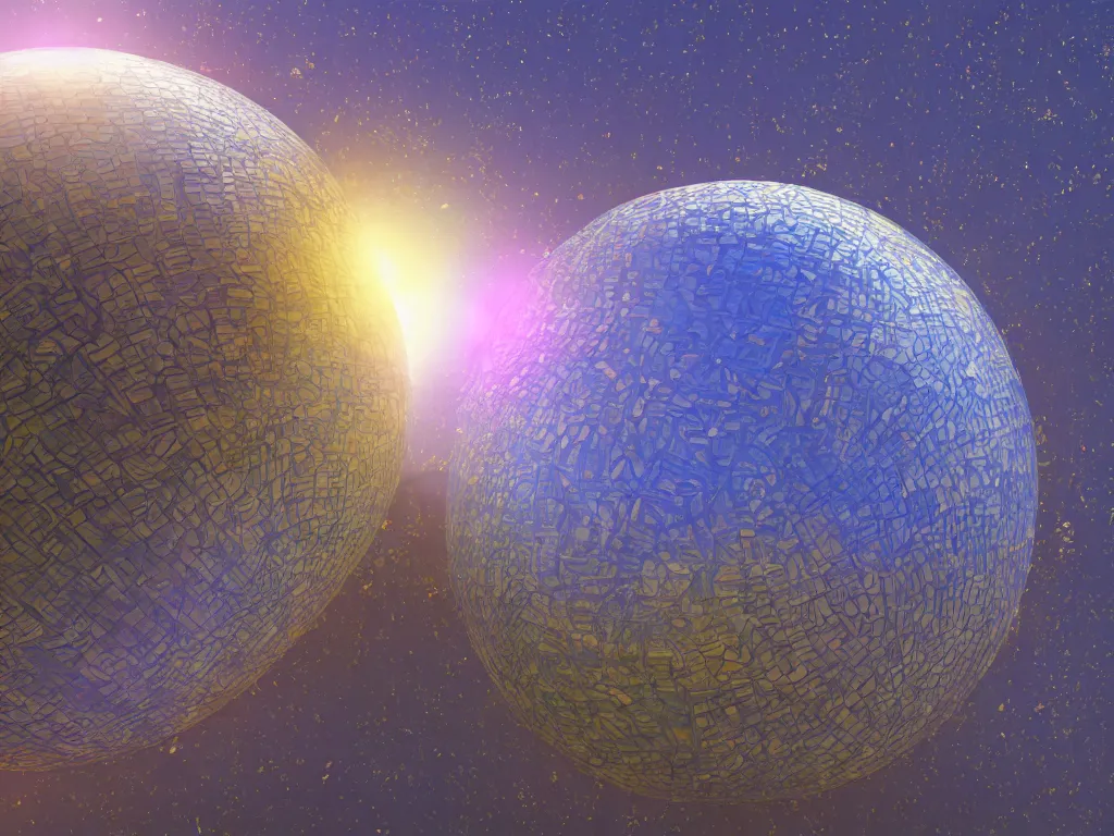 Image similar to 3 d render, sunlight study, the universe is a spheroid region 7 0 5 meters in diameter, art nouveau, by jan jansz treck and ( ( ( ( ( lisa frank ) ) ) ) ), 8 k, sharp focus, octane render