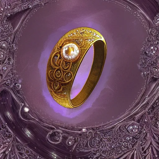 Prompt: a beautiful diamond wedding ring design made of platinum glowing in sparkles with heavenly notes neo rococo, pearls and ruby, highly detailed sailor moon aesthetic, fantasy, intricate, elegant, highly detailed, digital painting, artstation, concept art, matte, sharp focus, illustration, in the style of aetherpunk