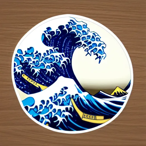 Image similar to the great wave as a sticker - art, svg vector, adobe - illustrator