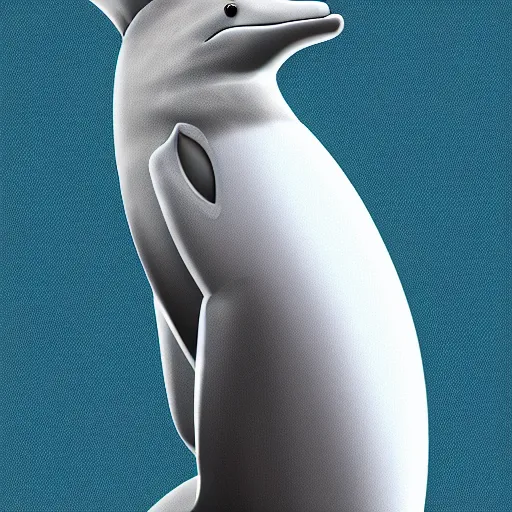 Image similar to An anthropomorphic grey dolphin wearing a white lab-coat, digital painting, close-up