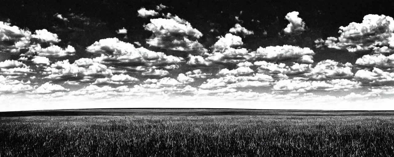 Image similar to film still of kansas landscape and sky, intricate, beautiful, serene, majestic, detailed, ultra, mega, super, visable sounds waves