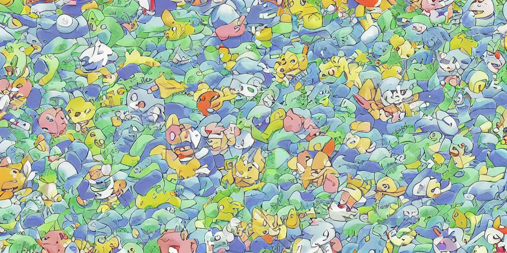 Image similar to a wallpaper pattern by ken sugimori, 8 k resolution