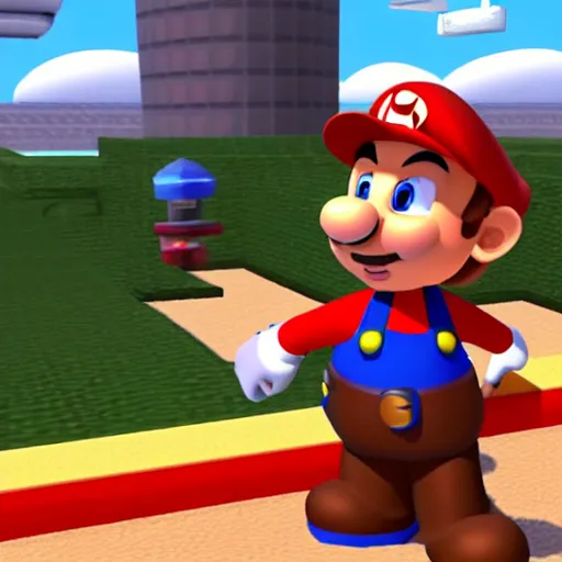 Image similar to mark zuckerberg as a character in super mario 64, in game footage
