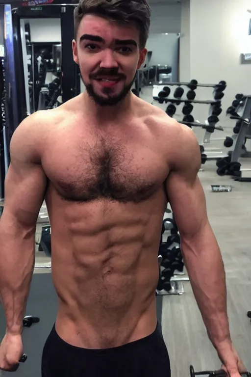 Image similar to 📷 Sean McLoughlan, Jacksepticeye is a jacked muscle builder gigachad