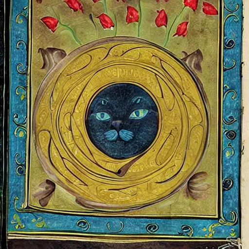 Prompt: an illuminated manuscript of a cat