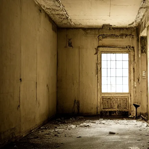 Prompt: liminal space, the backrooms, eerie, uncanny, empty, nostalgic, abandoned, forgotten, lonesome