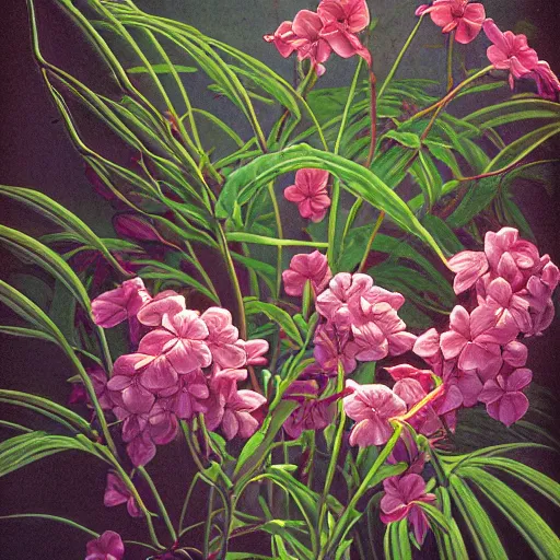 Prompt: a studio portrait of a plant! studio lighting. highly detailed. colourful. moody. by gerald brom and ansel adams and studio ghibli, lovely, sakura flowers