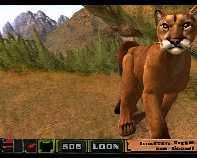 Prompt: mountain lion in DOOM 64 full screen