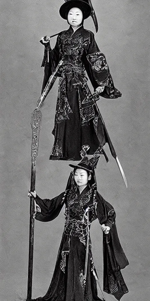 Image similar to a witch with chinese armor and sword