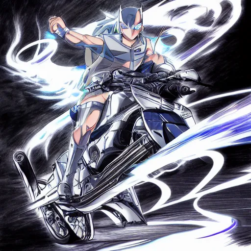 Image similar to professionally drawn anime manga cover, light waves, detailed vehicles, superheroes, dreamy