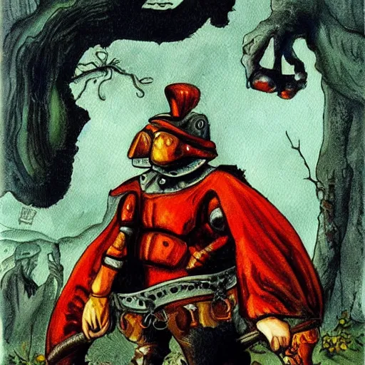 Prompt: iron hans by brothers grimm painting