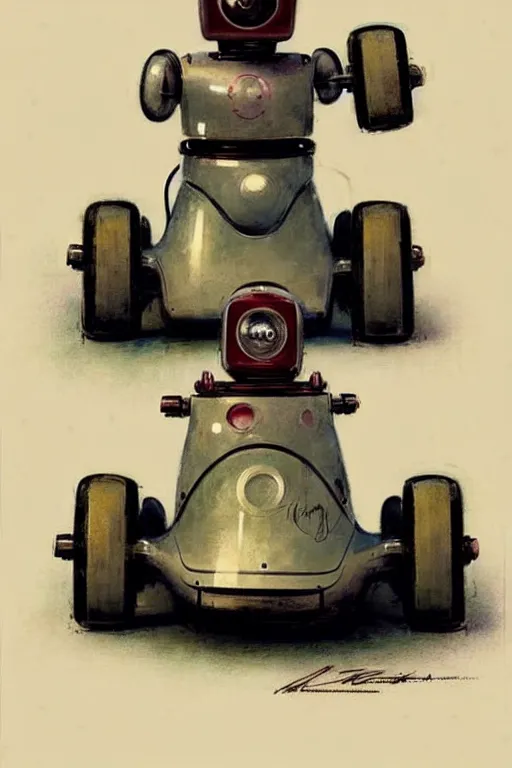 Prompt: ( ( ( ( ( 1 9 5 0 s retro future android robot gokart. muted colors., ) ) ) ) ) by jean - baptiste monge,!!!!!!!!!!!!!!!!!!!!!!!!!