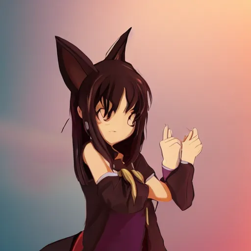 Prompt: anime girl with a wolf tail and wolf ears