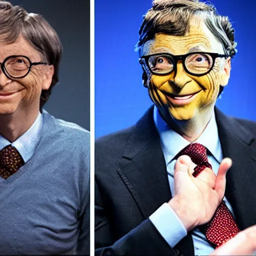 Prompt: bill gates as mr. bean as the joker from batman, still from batman vs bean, 2 0 2 0