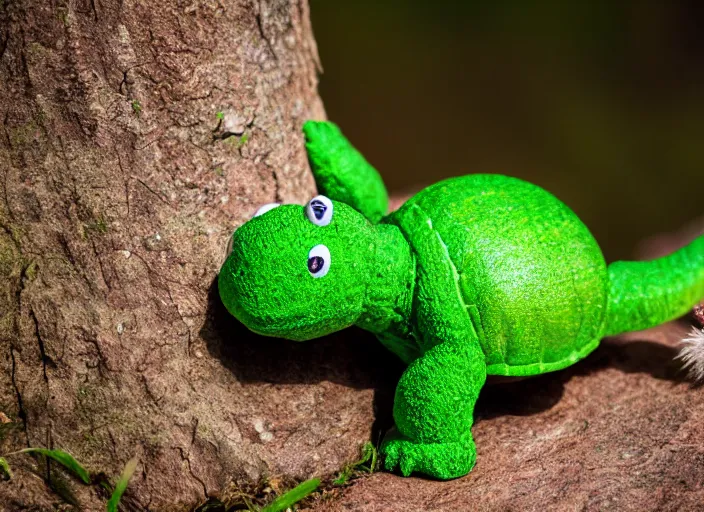 Image similar to national geographic wildlife photo of real life yoshi yoshi in real life in the wild, dinosaur turtle, 8 k, 8 5 mm f 5. 6