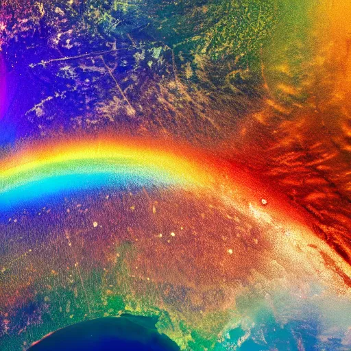 Image similar to a rainbow seen from space, 4K, artistic picture