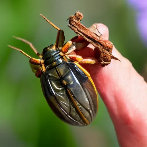 Image similar to a cute cicada holding a heart, hd photo, daylight