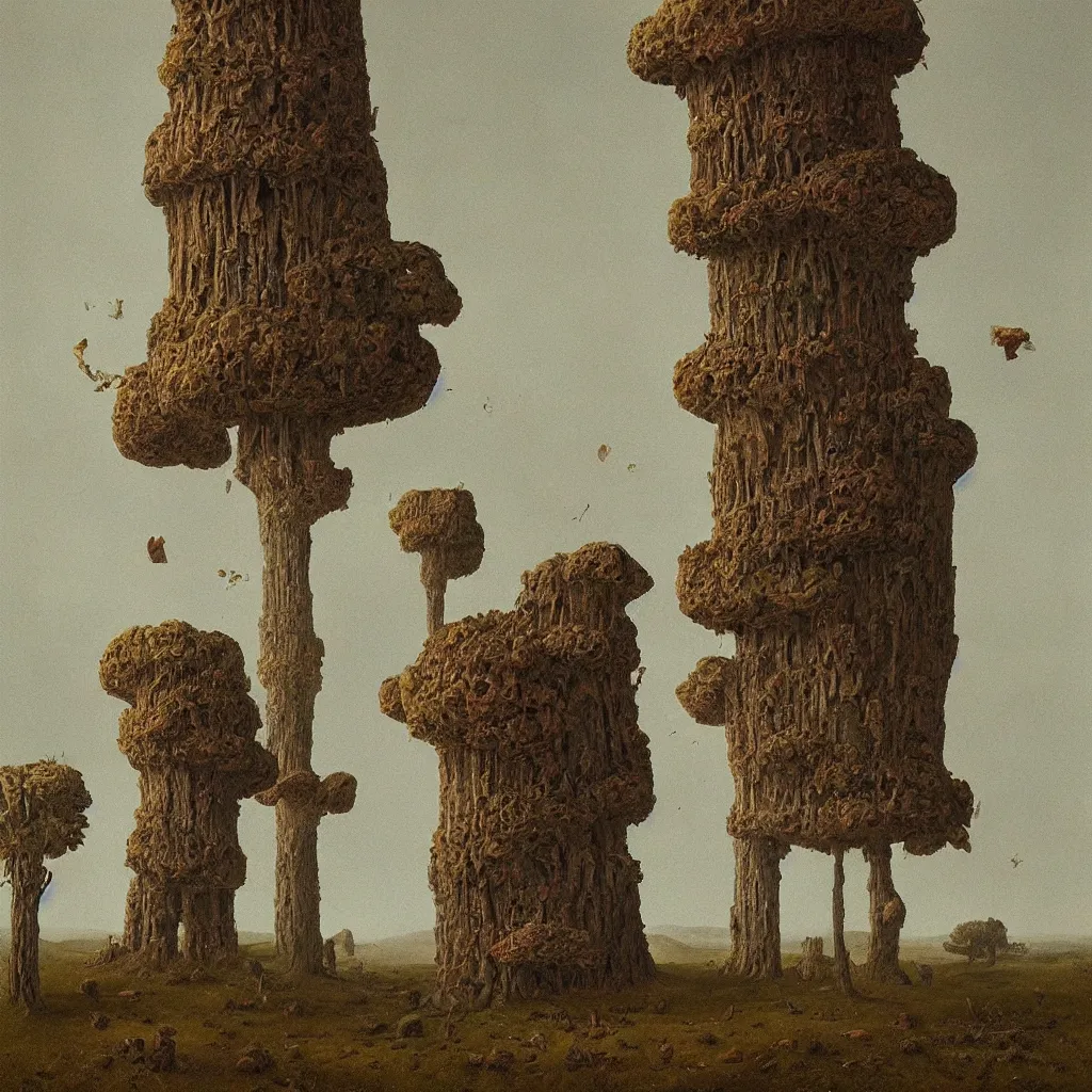 Prompt: a single colorful!! simple! fungus tower clear empty sky, a high contrast!! ultradetailed photorealistic painting by franz sedlacek, jan van eyck, simon stalenhag, hard lighting, masterpiece, png