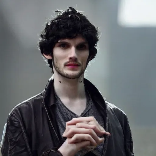 Prompt: Colin Morgan as Cyberpunk Merlin