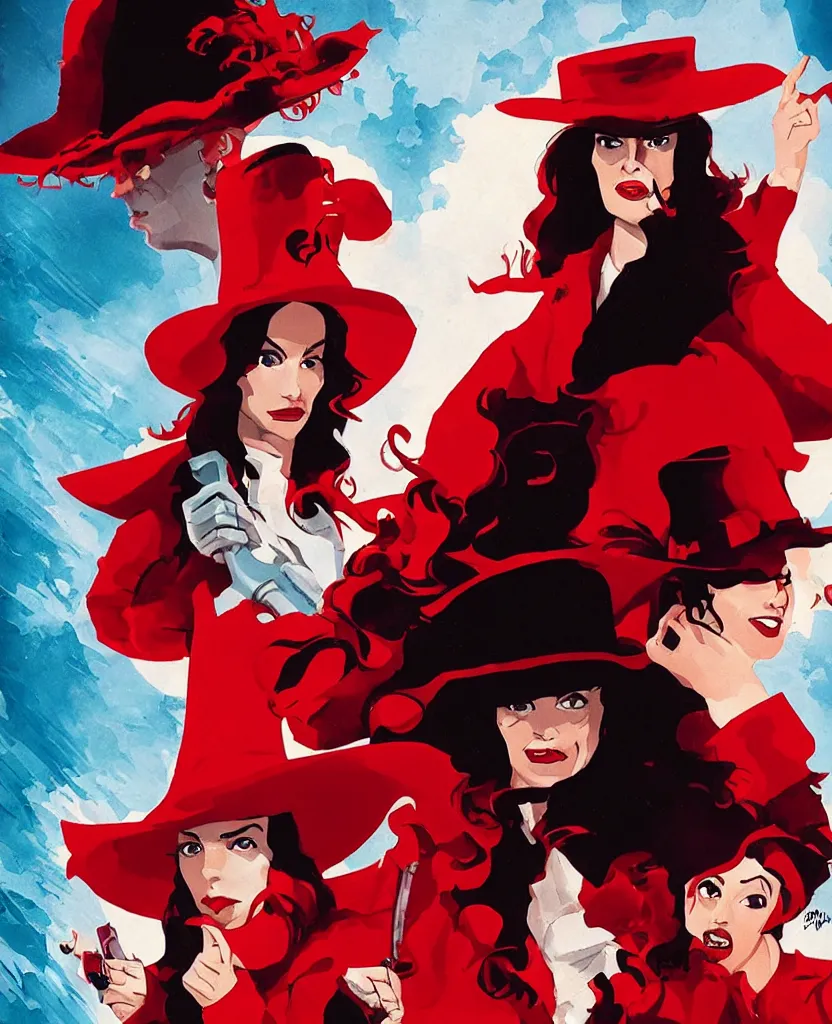 Image similar to gritty grimdark reboot of carmen sandiego, movie poster