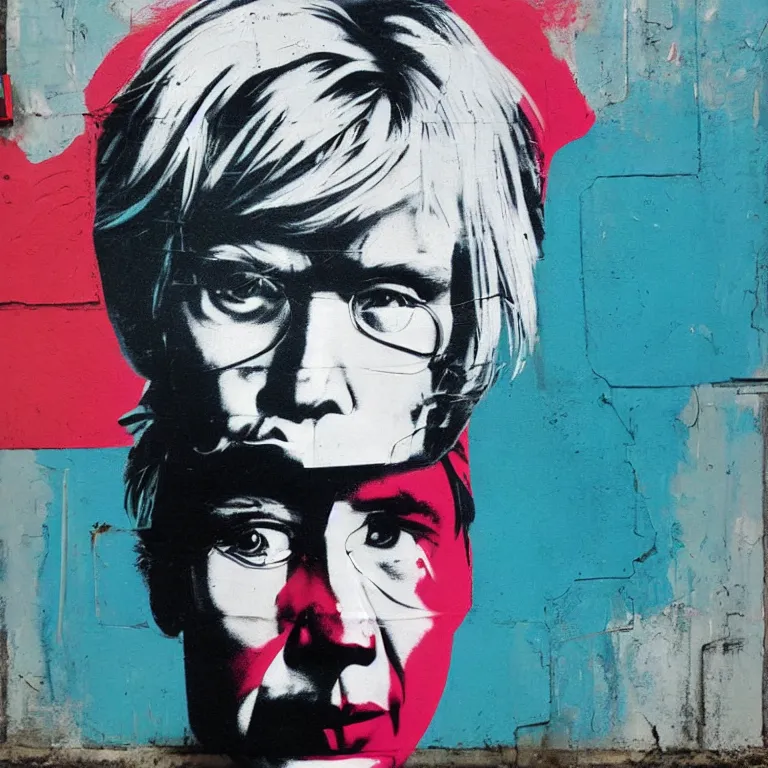 Image similar to Street-art portrait of Andy Warhol in style of Etam Cru