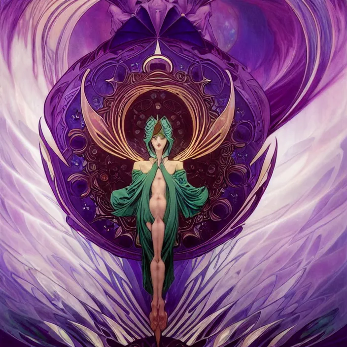 Prompt: ethereum symbol, in the style of artgerm and greg rutkowski and alphonse mucha, exuberant organic elegant forms, by karol bak and filip hodas : : 1. 4 purple, red, blue, green, black intricate mandala explosions : : intuit art : : turbulent water backdrop : : damask wallpaper : : atmospheric