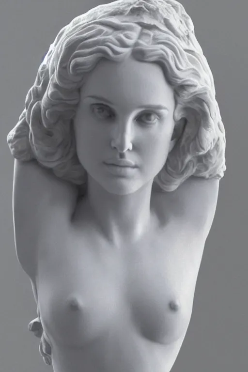 Image similar to natalie portman as a marble statue, female beauty