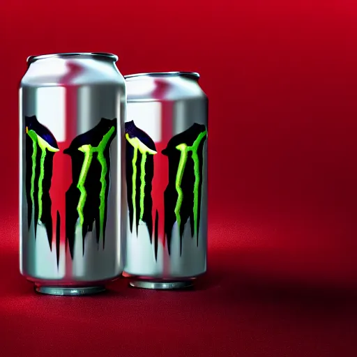 Image similar to new design aluminum can monster energy, red tones, 4k, octane render, ultra quality