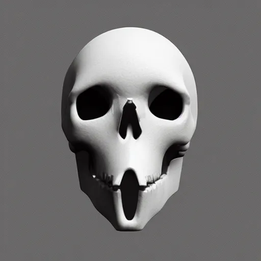 Prompt: a white cartoonish shaped skull with two holes in it, an ambient occlusion render, trending on zbrush central, photorealism, rendered in maya, ambient occlusion, zbrush