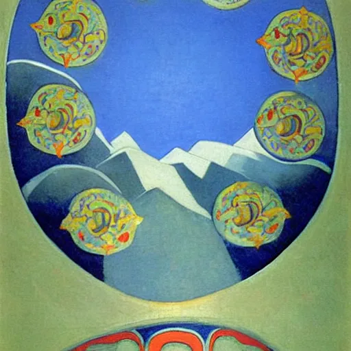 Prompt: a beautiful painting of katu - yaryk by roerich