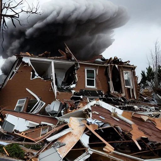 Prompt: emma watson as an f 4 tornado destroying houses