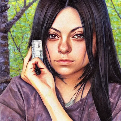 Prompt: anime mila kunis by by Hasui Kawase by Richard Schmid on canvas