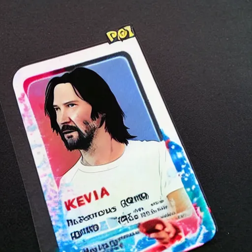 Image similar to keanu reeves in a pokemon card 4 k detailed super realistic