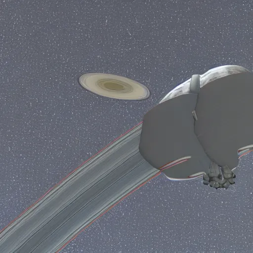 Image similar to 3 d render of a spaceship near saturn