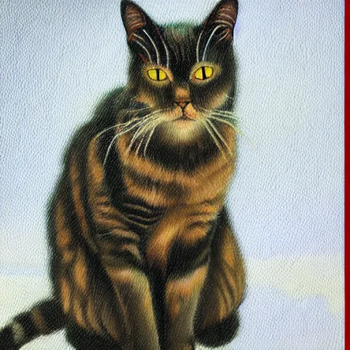 Image similar to a cat, oil painting, pointillism