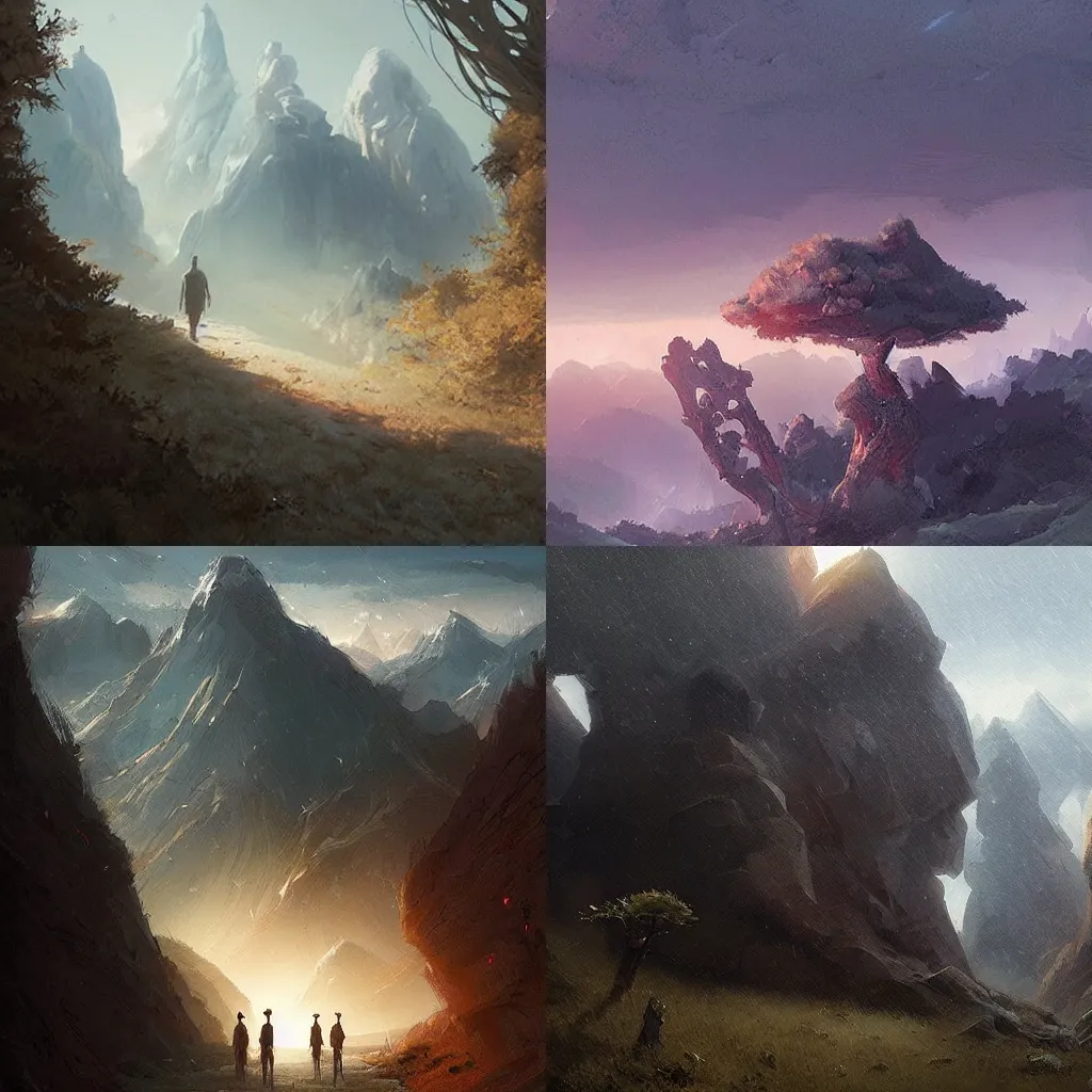 Prompt: A mysterious landscape, art by greg rutkowski and artgerm