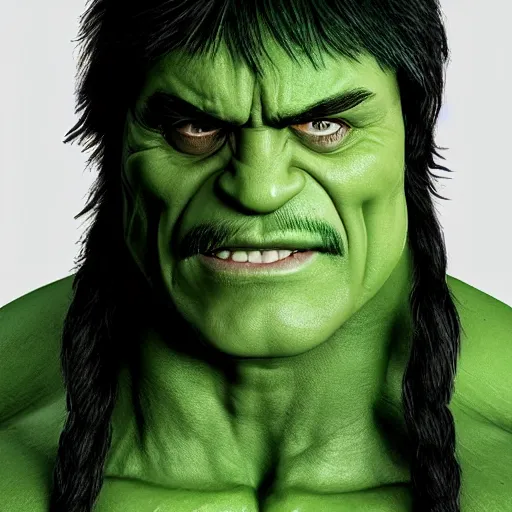 Image similar to hulk hogan as green hulk