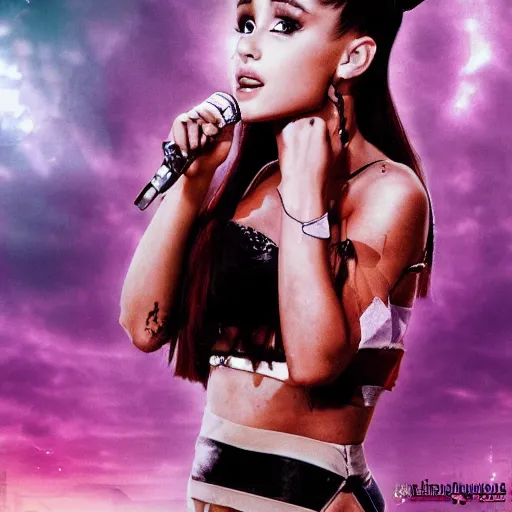 Prompt: past apocalyptic Ariana Grande poster