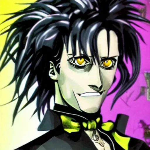 Prompt: edward scissorhands in jojo bizarre adventure