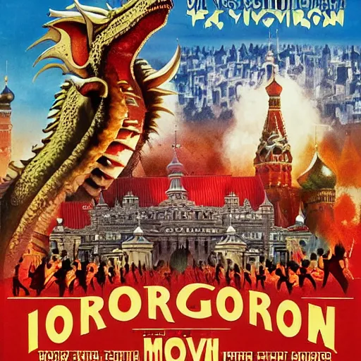 Image similar to poster for movie about Dragon Invasion of Moscow,