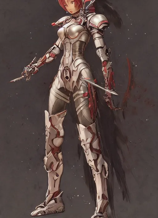 Image similar to character design game art digital 3 d girl viking evangelion cyborg armor by gaston bussiere, anna nikonova aka newmilky, greg rutkowski, yoji shinkawa, yoshitaka amano, tsutomu nihei, muira, moebius, donato giancola, riccardo federici, trending on artstation, featured on pixiv