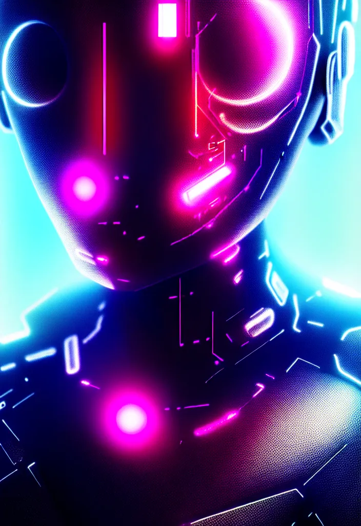 Image similar to ultra realistic digital portrait of robot, cyberpunk, glitchcore, synthwave art, detailed, masterpiece, trending on artstation, featured on pixiv, hd, 4 k, 8 k