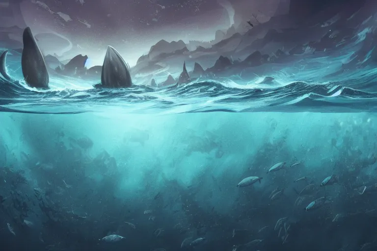 Image similar to dark underwater alien ocean