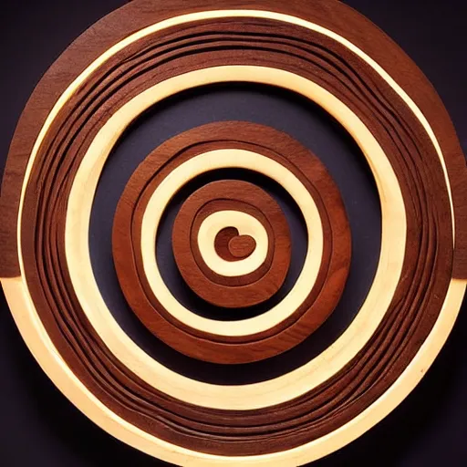 Prompt: intricate taijitu carved from wood, photograph, studio lighting