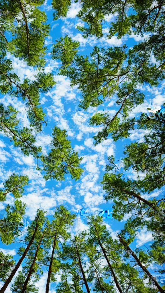 Image similar to beautiful sky with tons of aligned trees, epic stock photo