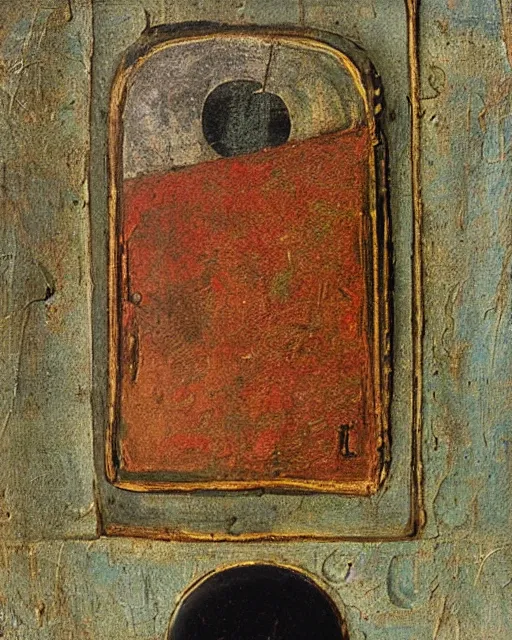 Image similar to a 1 5 th century medieval oil painting of a an iphone on a wireless charger, c. 1 4 7 8. high quality scan