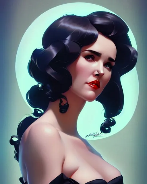 Image similar to a pin up and beautiful fashion charming dreamlke jennifer connelly, symmetrical face, symmetrical eyes, character art, art by artgerm lau and wlop and and ilya kuvshinov and john singer sargent, joshua middleton comic art